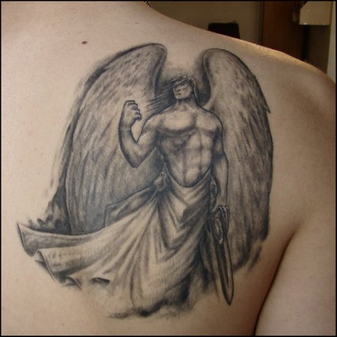 Фото и значение татуировки Ангел ( несут функцию защиты своего владельца ) X_011bd9cb